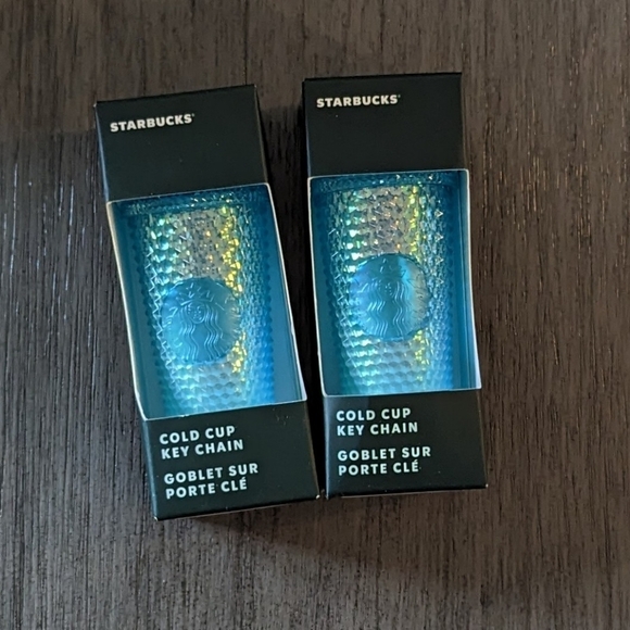 Starbucks NIB Blue Ombré Iridescent Studded Keychain Bundle of 2 - Picture 2 of 7